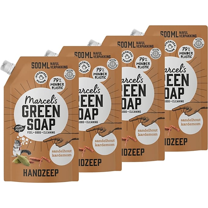 Marcel's Green Soap Handzeep Sandelhout & Kardemom Stazak Multipack x4