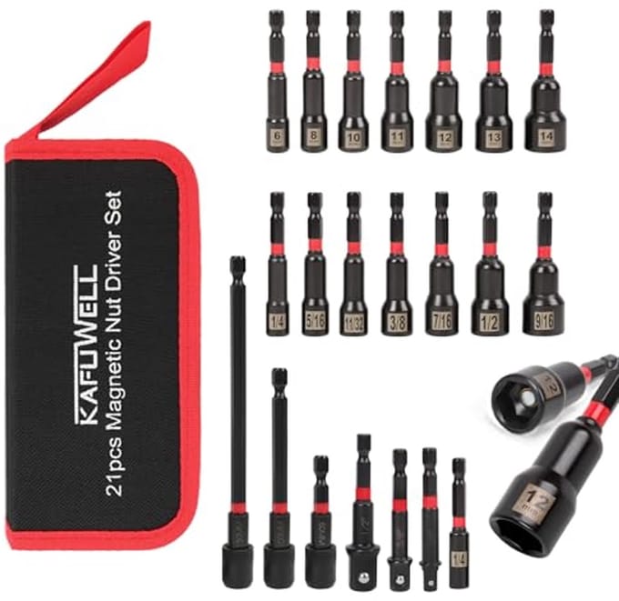 21-delige Magnetische Moer Driver Set met 1/4" Impact Drill Bits en Adapters - Ideaal voor Professioneel Gebruik