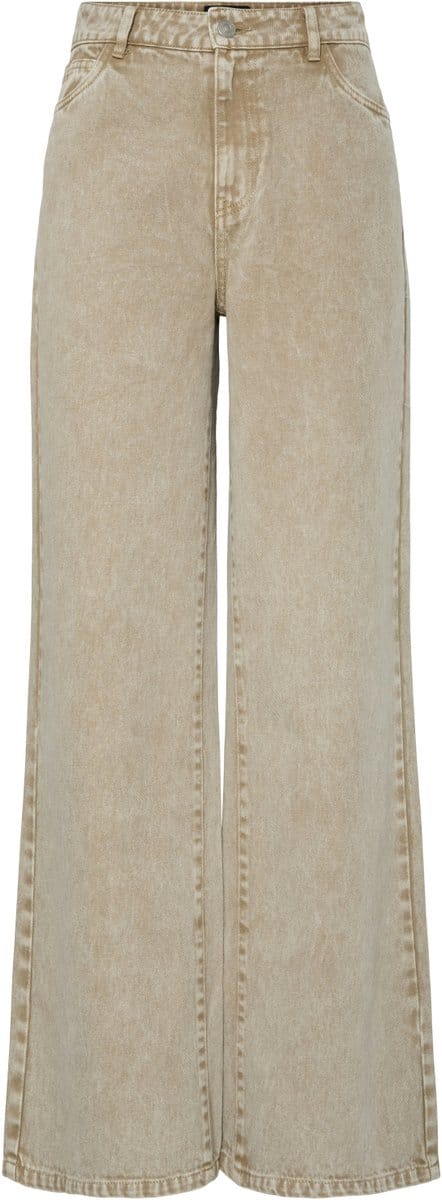Pieces Jeans Pcfay Mw Wide Denim Jeans 17158357 Sandshell Dames Maat - W29