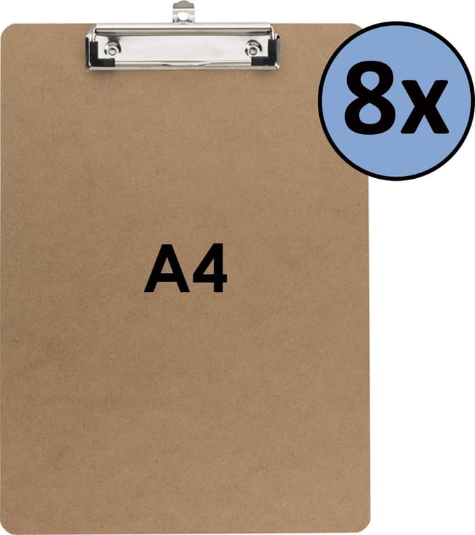 8 Klemborden A4 - Klembord Hout - 8 stuks - Klemborden - Clipboard