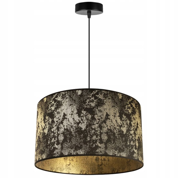 Light Home WERONA - Hanglamp 1-Lichts - Stoffen Kap Ø40 cm Zwart/Goud - E27