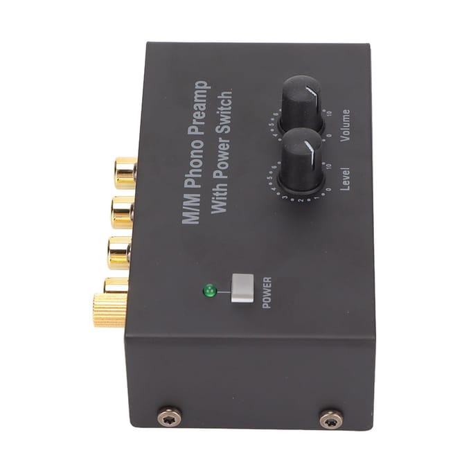 PP500P Phono Voorversterker Professionele Geluidsarme Werking Platenspeler Voorversterker met DC 12V Adapter wit