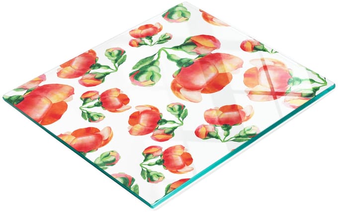 Gehard multifunctioneel decoratief bord van glas met kweepeerbloemen, 60x52 cm