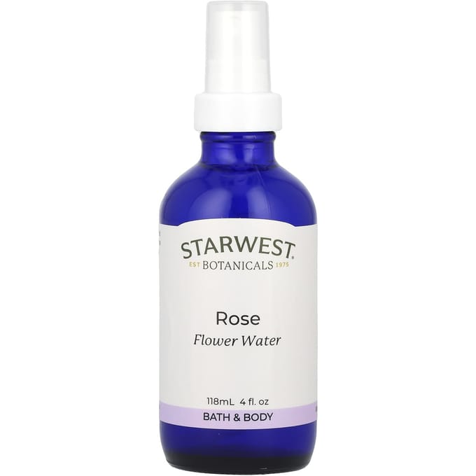 Starwest Botanicals, Flower Water, Rose, 4 fl oz (118 ml) white