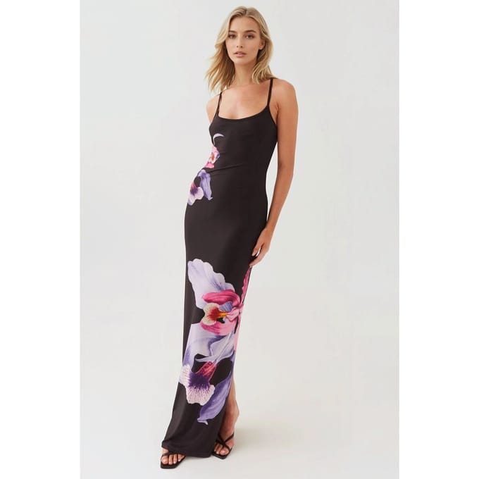 Bloemige Bodycon Jurk met Vierkante Kraag