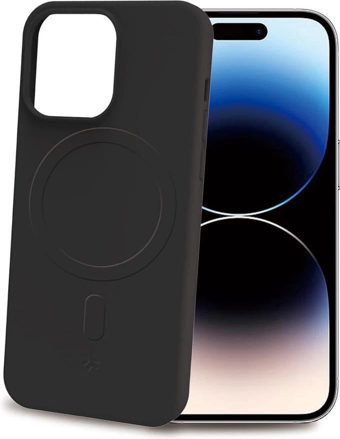 Celly Cromo Siliconen hoesje - Geschikt voor Apple iPhone 15 Pro - TPU Back Cover - Microfiber - Zwart