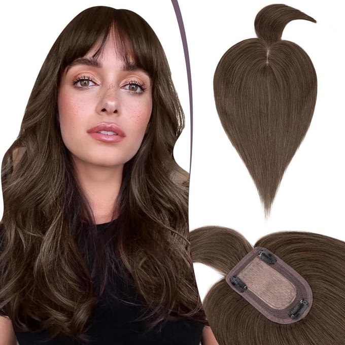 Haartopper Echt Haar Donkerbruin - Volume en Dikte voor Dames (45 cm)