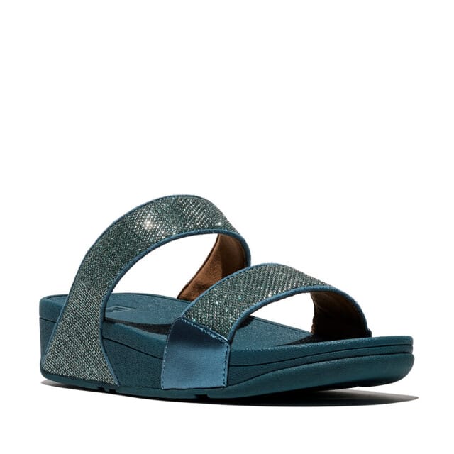 FitFlop Lulu Shimmerglitz Slides Dames Slippers - Deep Ocean