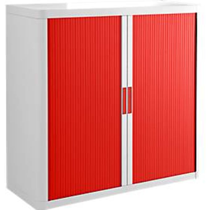 Roldeurkast - B 1100 x D 415 x H 1040 mm - wit/rood