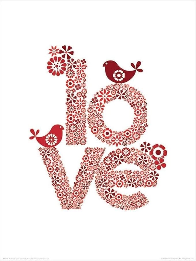 Kunstdruk Valentina Ramos - Red Love 30x40cm