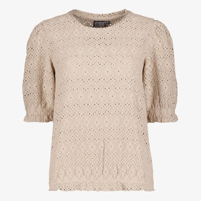 TwoDay kanten dames top beige - Maat M
