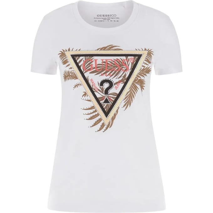 GUESS Cn Ss Triangle Palm Pure White Größe: XS | Hemden Outlet | Damen | Weiß