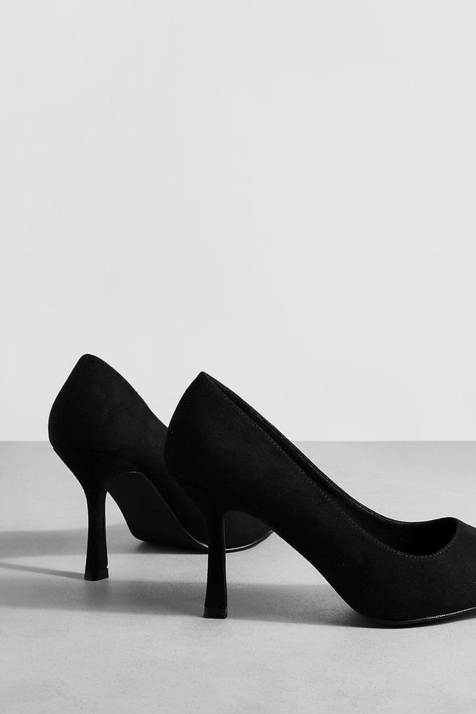 boohoo Dames Lage Stiletto Courtschoen | Zwart | Maat: 41
