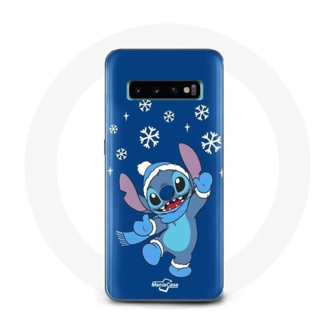 Coque pour Samsung Galaxy S10 Stitch neige Noël bleu