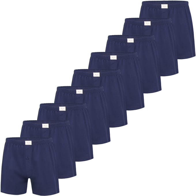 Phil & Co Wijde Boxershorts Jersey Stretch Effen Navy Blauw 9-Pack - Maat M