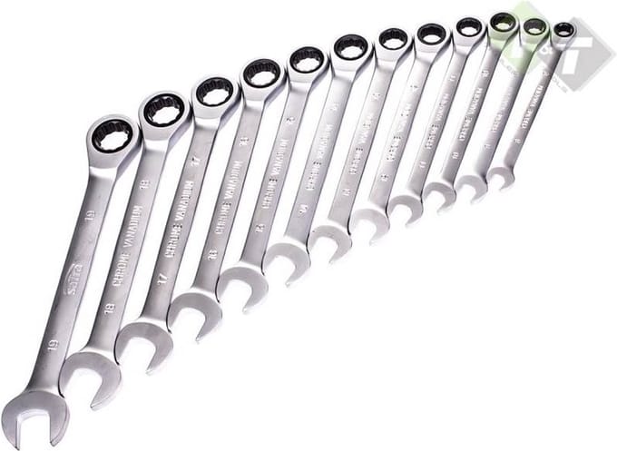 Satra S-12GW72 Serie - Dopsleutelset - Ratelsleutels - 8-19 mm - Chroom-vanadiumstaal