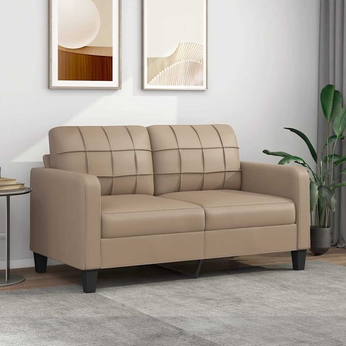 vidaXL - Tweezitsbank - 140 - cm - kunstleer - cappuccinokleurig