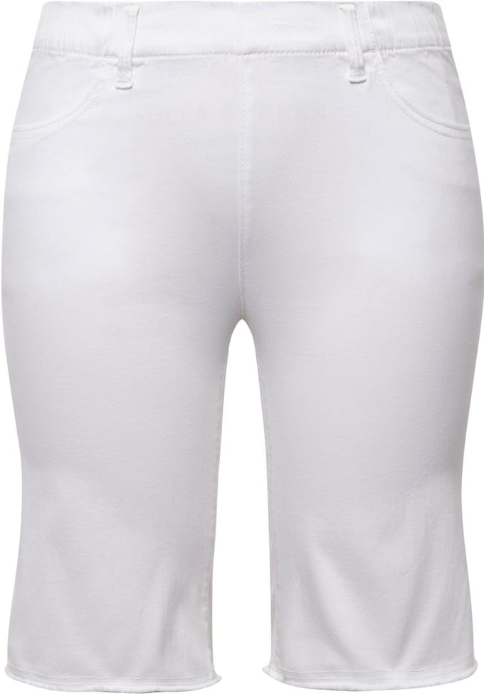 Ulla Popken - Dames - Bermuda gerafelde zoom elastische tailleband - Sneeuwwit - Maat 60