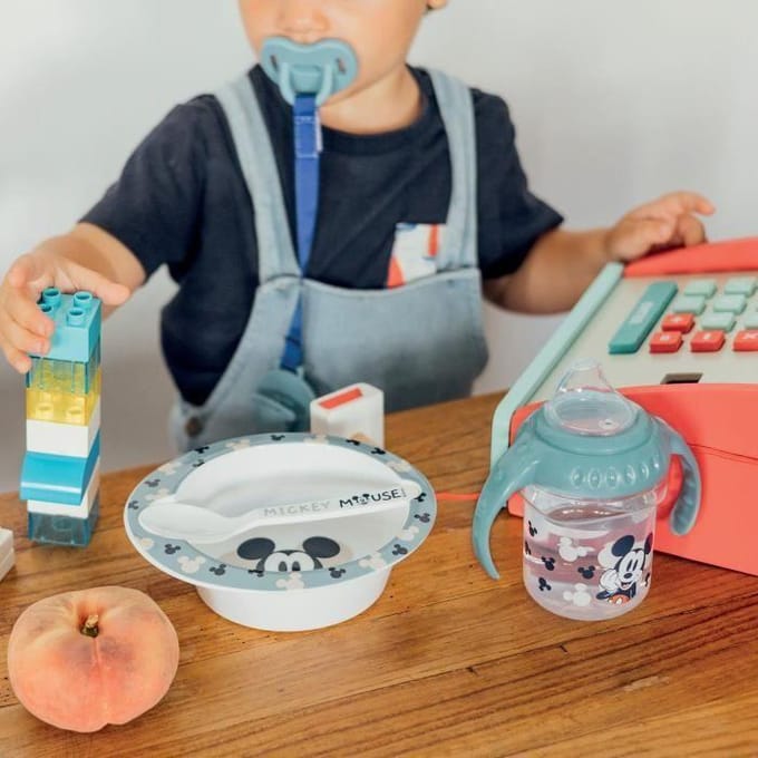 Beker met handvat - THERMOBABY - Sippy 250 ml - Siliconen tuit - Lekkagevrij - Mickey Cool