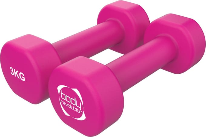 Neopreen halters - roze - 2x3 kg - anti-rol ontwerp