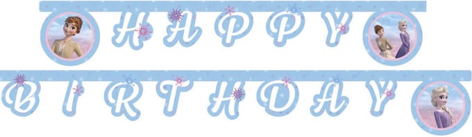 Vegaoo - Elsa Frozen kartonnen slinger Happy Birthday 2 m