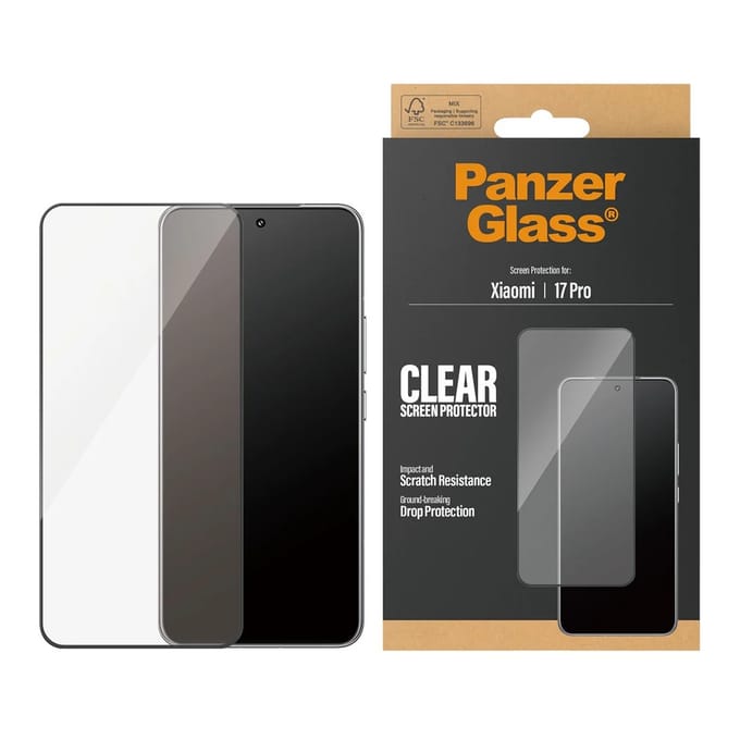 PanzerGlass Ultra-Wide Fit Anti-Bacterial Screenprotector incl. applicator voor de Xiaomi 17 Pro