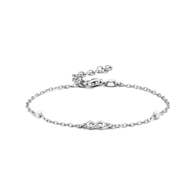 armband synth. parel en infinity 16 + 3 cm