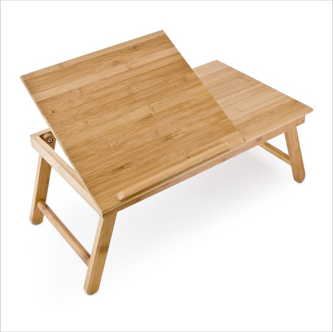 laptoptafel bamboe - inklapbaar - verstelbaar - 24 x 55 x 33 cm - bank - bed