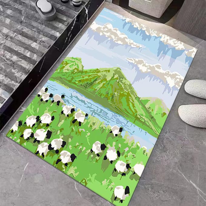 Diatomeeënaarde 3D Olieverf Vloermat Deurmat Huishoudelijk Antislipmat Toilet Bad Absorberende Mat 50 * 80cm green