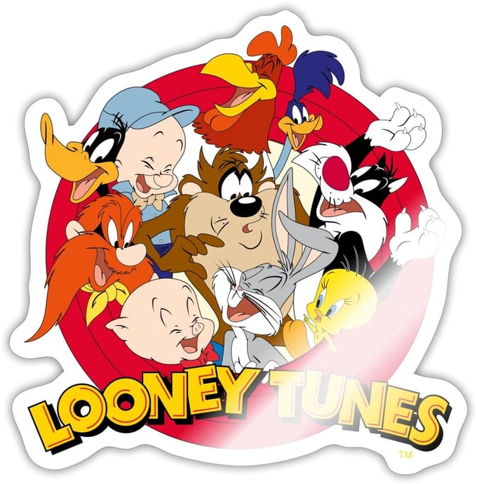 Looney Tunes Groep Sticker maat S (10 x 10 cm)