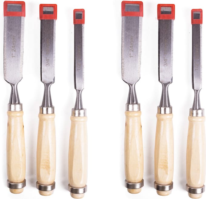 6x benson houtbeitel set - 3-delig - stevige houten greep