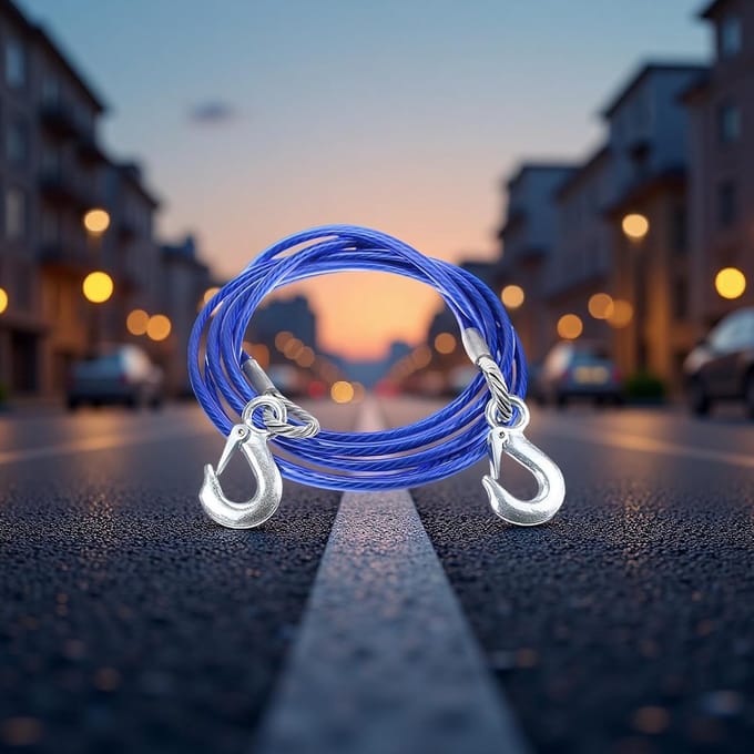 Noodsleepkabel Auto - Voertuig Herstelkabel - Auto Slepen - Robuuste Staaldraad Constructie - 400 cm Lengte - Blauw