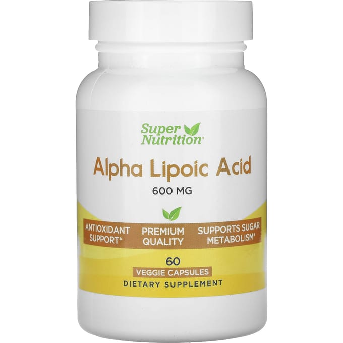 Super Nutrition, Acide Alpha-Lipoïque, 600mg, 60 Capsules Végétales