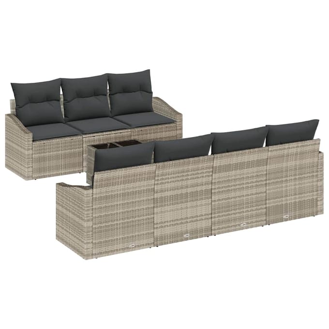 vidaXL Bankstel 8 st Lichtgrijs poly rattan