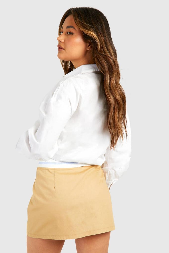 boohoo Dames Contrast Taille Skort | Steen | Maat: 36