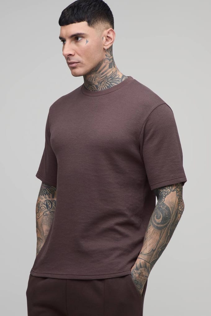 Lang Essentieel Regular Wafel T-shirt | Chocolate | Size Small
