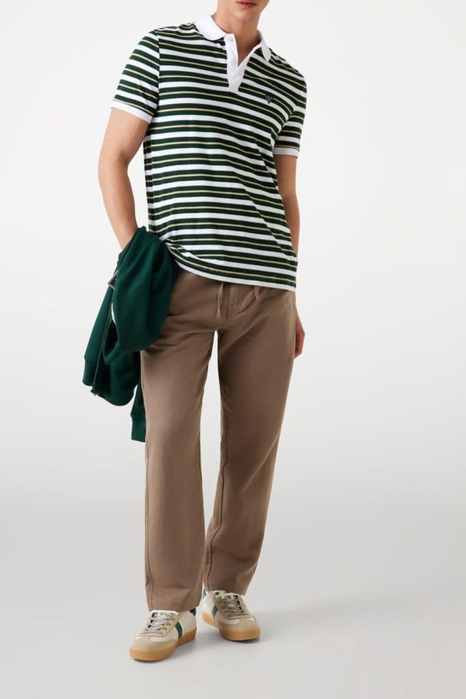 GUESS Yarn Dye Striped Ss White / Alpine Strip Größe: S | Poloshirts Outlet | Herren | Weiß