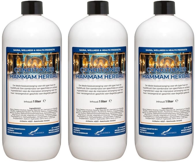 Hairconditioner Hammam Herbal 1 liter met dop - set van 3 stuks
