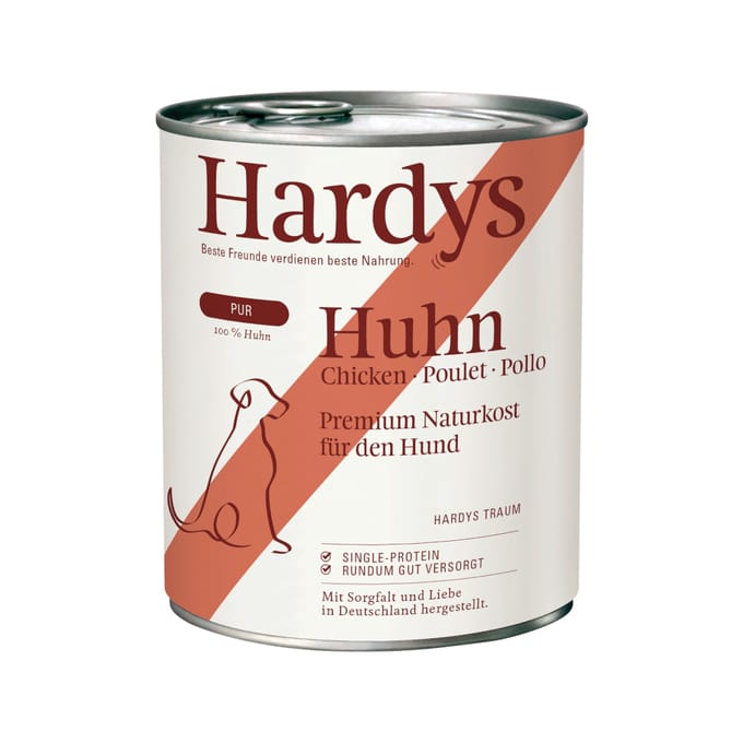 Voordeelverpakking 24x 800g Hardys Pure Kip natvoer voor honden