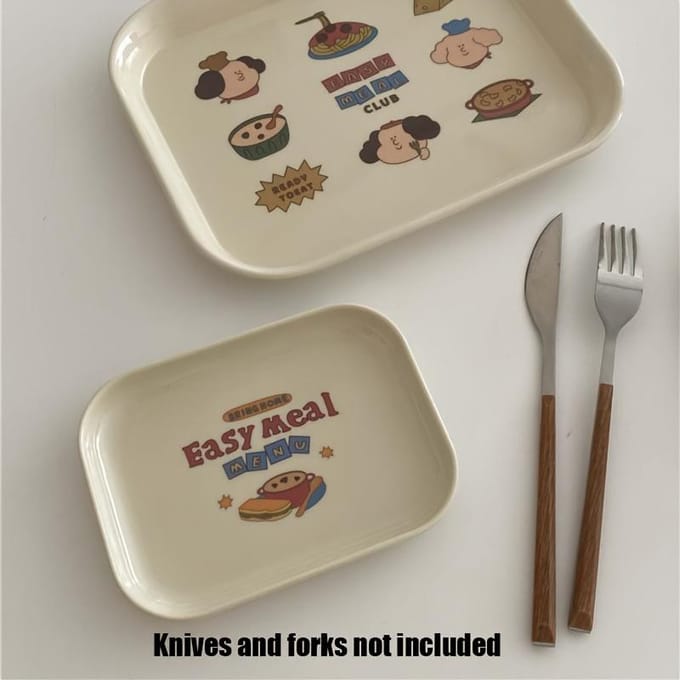 1 plateau de petit-déjeuner en forme de dessin animé coréen, mignon, pour table, collation, vaisselle, accessoires photo Small code gray