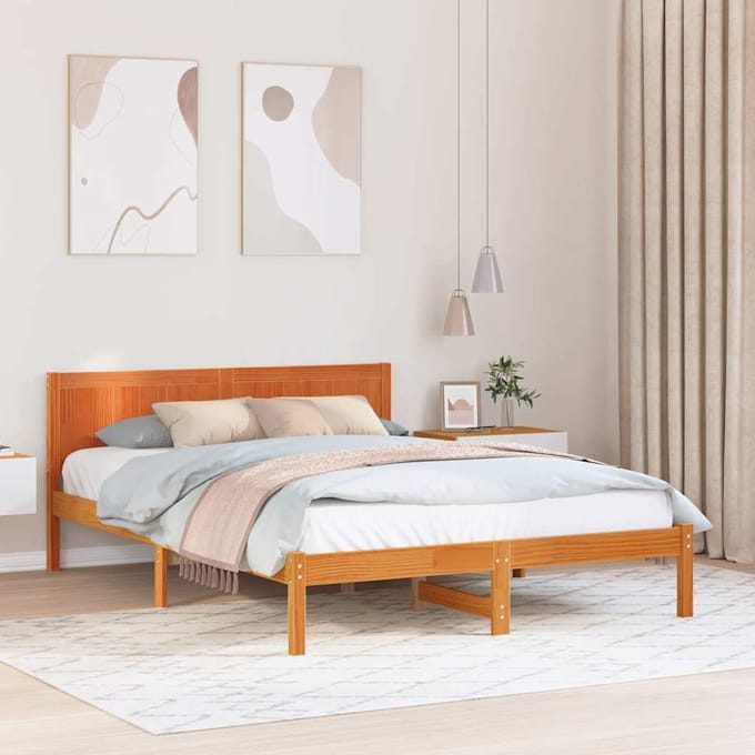 vidaXL - Bedframe - Bruin - 160 - x - 200 - cm - Massief - grenenhout