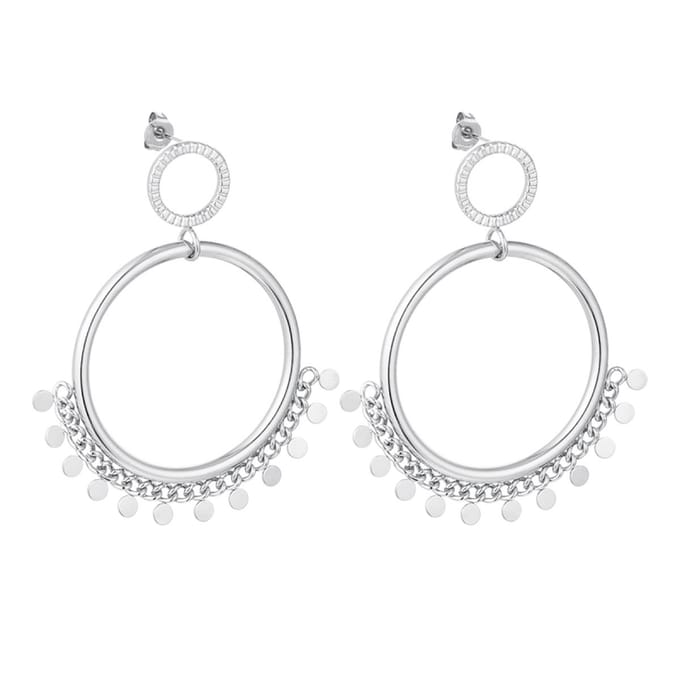 Hangende oorknopjes met cirkeldetail - zilver