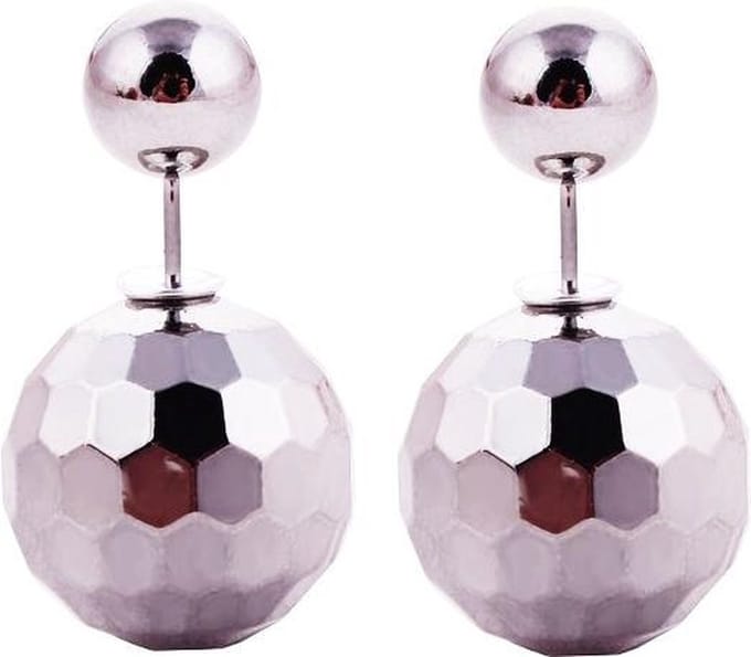 Fako Bijoux® - Oorbellen - Double Acrylic Dots - Zilverkleurig