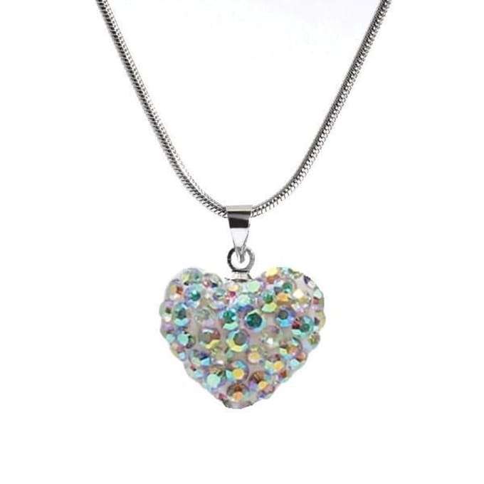 Fako Bijoux® - Ketting - Disco Dots - Hart - Wit MC