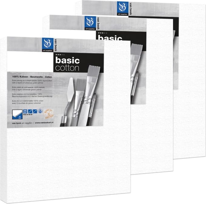 Van Beek Basic Cotton Schildersdoek 60X80Cm Set 3 Stuks