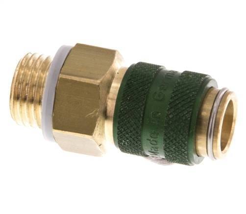 Messing DN 5 Groen Luchtkoppeling Snelkoppeling G 1/4 inch Buitendraad - CLS5-M-B-GRE-014