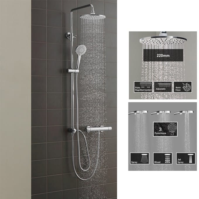 CECIPA max Douchesysteem - Regendouche - Handdouche met 3 functies - Chroom