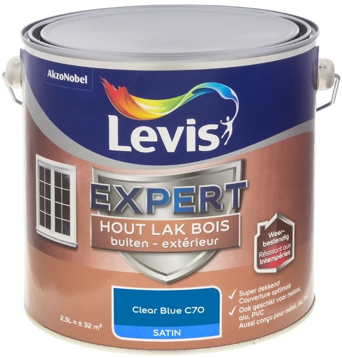 Levis - Expert Hout Lak Buiten Satin Mix - Clear Blue C70 - Mengverf - 2,5 L