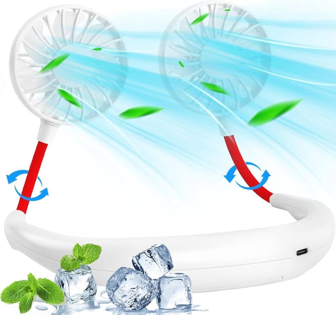 Draagbare Nekventilator met 3 Snelheden - USB Mini Ventilator voor Reizen en Outdoor
