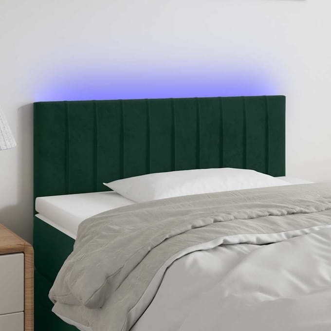 vidaXL - Hoofdbord - LED - 100x5x78/88 - cm - fluweel - donkergroen